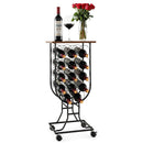 14 Bottles Wine Rack with Detachable and Lockable Wheels-Black