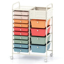 14-Drawer Rolling Storage Cart with Metal Tabletop and Pegboard by LJGDeals