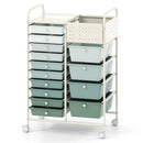 14-Drawer Rolling Storage Cart with Metal Tabletop and Pegboard by LJGDeals