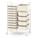14-Drawer Rolling Storage Cart with Metal Tabletop and Pegboard by LJGDeals