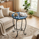 14" Mosaic Patio Accent Table with Metal Frame by LJGDeals