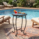 14" Mosaic Patio Accent Table with Metal Frame by LJGDeals