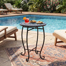 14" Mosaic Patio Accent Table with Metal Frame by LJGDeals