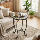 14" Mosaic Patio Accent Table with Metal Frame by LJGDeals