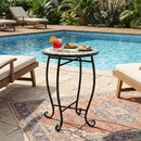 14" Mosaic Patio Accent Table with Metal Frame by LJGDeals