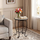 14" Mosaic Patio Accent Table with Metal Frame by LJGDeals