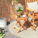 14 Inch Compact Folding Side Table with Slatted Tabletop by LJGDeals