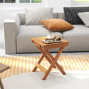 14 Inch Compact Folding Side Table with Slatted Tabletop by LJGDeals