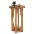 14 Inch Farmhouse End Table with Round Tray Top and Wood Cross Legs by LJGDeals