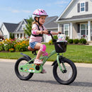 14 Inch Girls Bike with Training Wheels and Basket - Green by LJGDeals