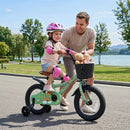 14 Inch Girls Bike with Training Wheels and Basket - Green by LJGDeals