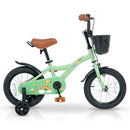 14 Inch Girls Bike with Training Wheels and Basket - Green