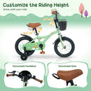 14 Inch Girls Bike with Training Wheels and Basket - Green