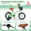 14 Inch Girls Bike with Training Wheels and Basket - Green by LJGDeals