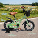 14 Inch Girls Bike with Training Wheels and Basket - Green