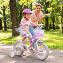 Kids Bike 12-20 Inch with Training Wheels & Basket Purple