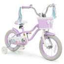 Kids Bike 12-20 Inch with Training Wheels & Basket Purple