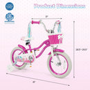 Kids Bike 18-Inch with Training Wheels and Basket Rose Red by DirectDeals