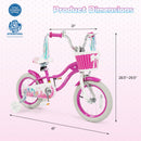 Kids Bike 18-Inch with Training Wheels and Basket Rose Red