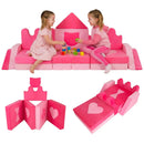 14 Piece Kids Play Couch Modular Foam Climbing Blocks for Kids 3+ Years Old-Pink by LJGDeals