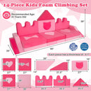 14 Piece Kids Play Couch Modular Foam Climbing Blocks for Kids 3+ Years Old-Pink by LJGDeals