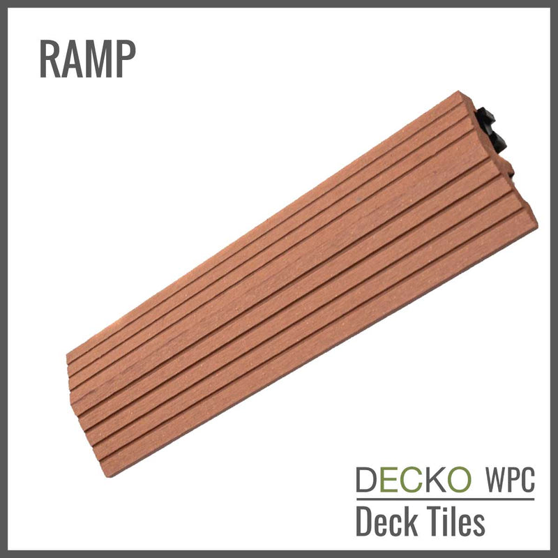 Deck Tile <b>Ramp Edge</b> - for Premium WPC Interlocking Tiles | DECKO (11.8"/3.1"/0.8") - (One Piece)