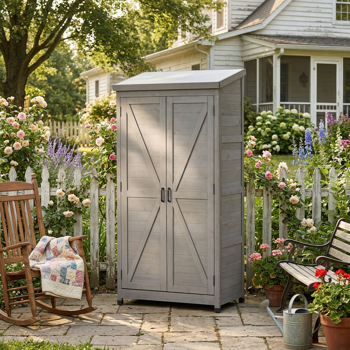 Outdoor Storage Shed With Vertical Tool Cabinet For Backyard, photo 4 of 35