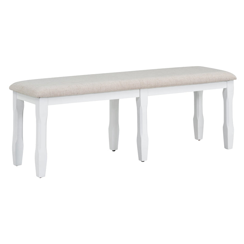 6-Piece Classic Dining Table Set, Rectangular Extendable Dining Table with two 12"W Removable Leaves and 4 Upholstered Chairs & 1 Bench for Dining Room (Brown+White)