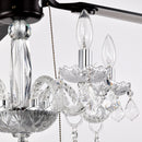 52" Crystal Shade Ceiling Fan Lamp, 3 Speed, 4 Timing, 5 Reversible Blades Crystal Ceiling Fan, 5 Pieces X E12 (No Include Bulb), Hand Pull Chain - Matte Black by HouseOfZazla