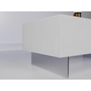 TV Console with Storage Cabinets, Extendable LED TV Stand with Remote Control, Multiple Modes Changing Lights Modern Entertainment Center with Chamfer Edge Shape, White