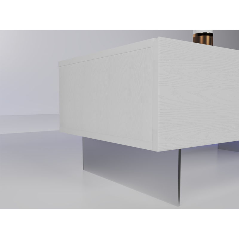 TV Console with Storage Cabinets, Extendable LED TV Stand with Remote Control, Multiple Modes Changing Lights Modern Entertainment Center with Chamfer Edge Shape, White