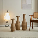 3 Piece Artificial Rattan Floor Vase Set Decorative Accent For Living Room, Hallway & Entryway, Ideal For Dried Or Silk Flower Arrangements - Beige by HouseOfZazla