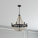 Starry - Chandelier 6 Candle Light Wood Beaded Pendant Light For Dining Room - Black / Clear by HouseOfZazla