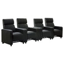 Warren - 4 Seater Home Theater With Wedge Console Recliners - Black