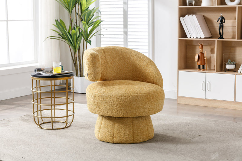 360 Degree Swivel Cuddle Barrel Accent Chairs, Round Armchairs with Wide Upholstered, Fluffy Fabric Chair for Living Room, Bedroom, Office, Waiting Rooms