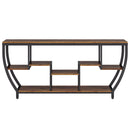 Extra Long Entryway Console Sofa Table With 7 Tier Shelves - Brown / Black by HouseOfZazla