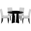 5-Piece Round Dining Table set, 43-Inch Modern Dining Table and 4 Upholstered Chairs for Dining Room, Kitchen Room, Living Room, Easy Assembly