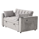 55.3" 4-1 Multi-functional Sofa Bed with Cup Holder and USB Port for Living Room or Apartments, Gray