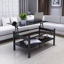Glass Lift Top Coffee Table, Modern Simple 2-Layer Tempered Glass Coffee Table For Living Room - Black by HouseOfZazla