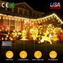5Pcs Mixed Christmas Decoration Light Solar Stake Light Waterproof Reindeer Snowflake Bell Christmas Tree Santa Claus Light Outdoor Landscape Light