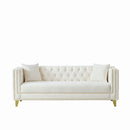 3 Seater Deep Seat Sofa, Sofa With Button Nailhead, Square Arm by HouseOfZazla