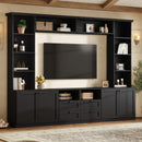 Farmhouse Elegant Entertainment Center Wall Unit with 4 Drawers
