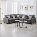 Nolan - Fabric 6 Piece Sectional Sofa With Pillows And Interchangeable Legs by HouseOfZazla