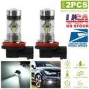 2PCS 1000lm 100W H8/H9/H11 LED Fog DRL Light Bulb IP65 Water-Resistant 360¡ Beam Angle 6000K White