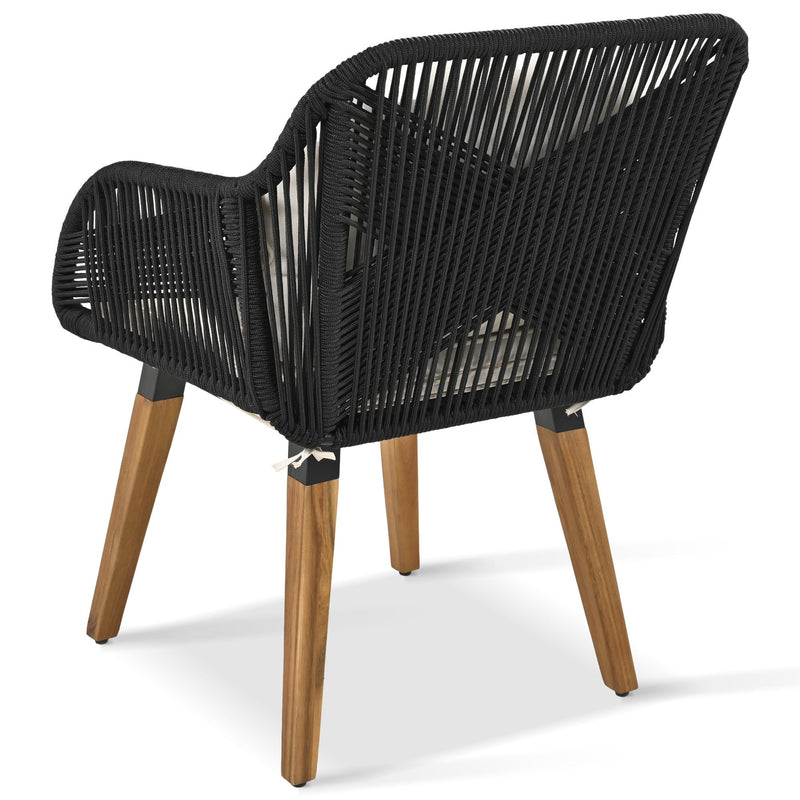 5 Pieces Patio Furniture Chair Sets, Patio Conversation Set With Wicker Cool Bar Table, Ottomans,Outdoor Furniture Bistro Sets for Porch,Backyard,Balcony,Poolside Black&Beige