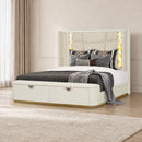 La Pierre - King Bed With Storage Drawers And LED Headboard - Beige