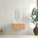 30-Inch Wall-Mounted Floating Solid Wood Bathroom Vanity