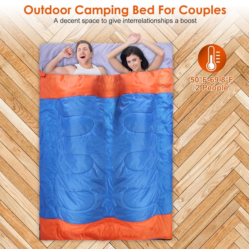 2 People Sleeping Bag for Adult Kids Lightweight Water Resistant Camping Cotton Liner Cold Warm Weather Indoor Outdoor Use 3 Season with Sack for Spri, photo 8 of 8