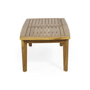 2-Person Outdoor Acacia Wood Patio Seating Group with Cushions and Coffee Table