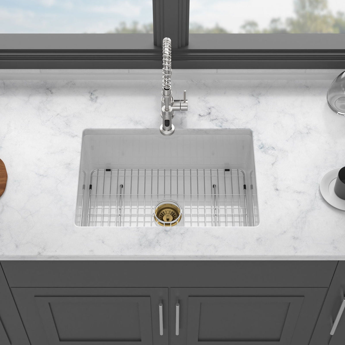 Undermount Single Bowl Ceramic Kitchen Sink, Dual Mount, photo 3 of 12